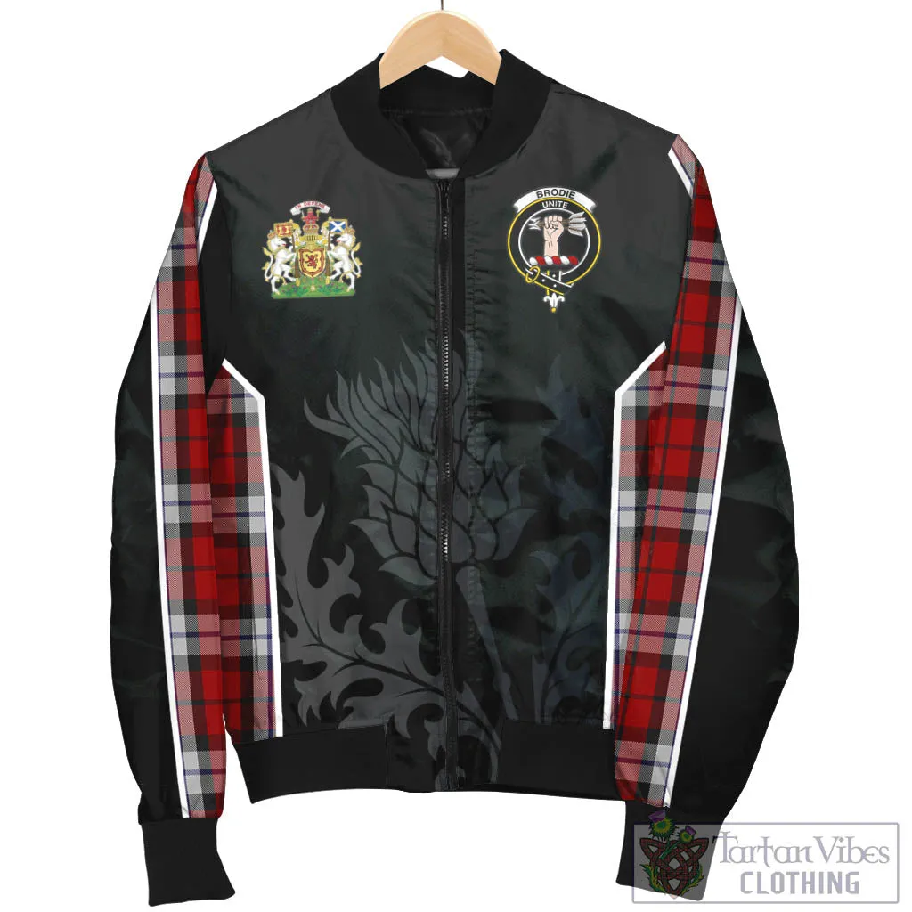 Brodie Dress Tartan Bomber Jacket with Family Crest and Scottish Thistle Vibes Sport Style