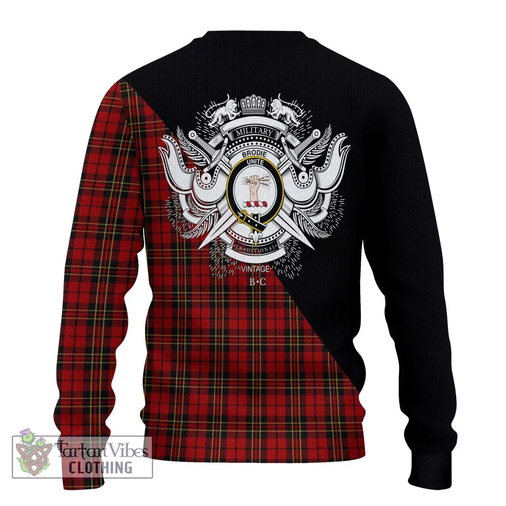 Brodie Tartan Ugly Sweater with Family Crest and Military Logo Style