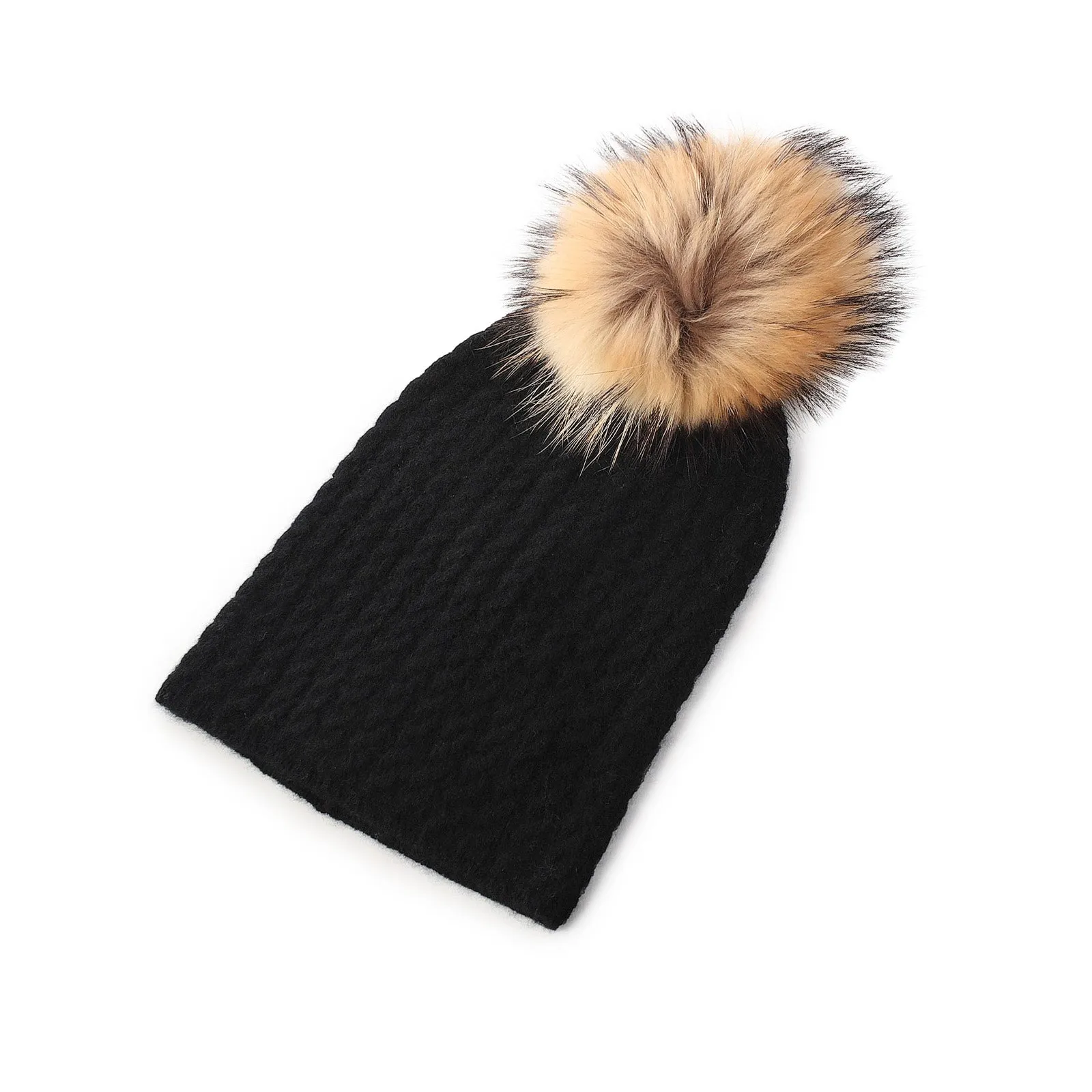 Cable Cashmere Pom Pom Black