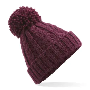 Cable Knit Melange Beanie | BURGUNDY