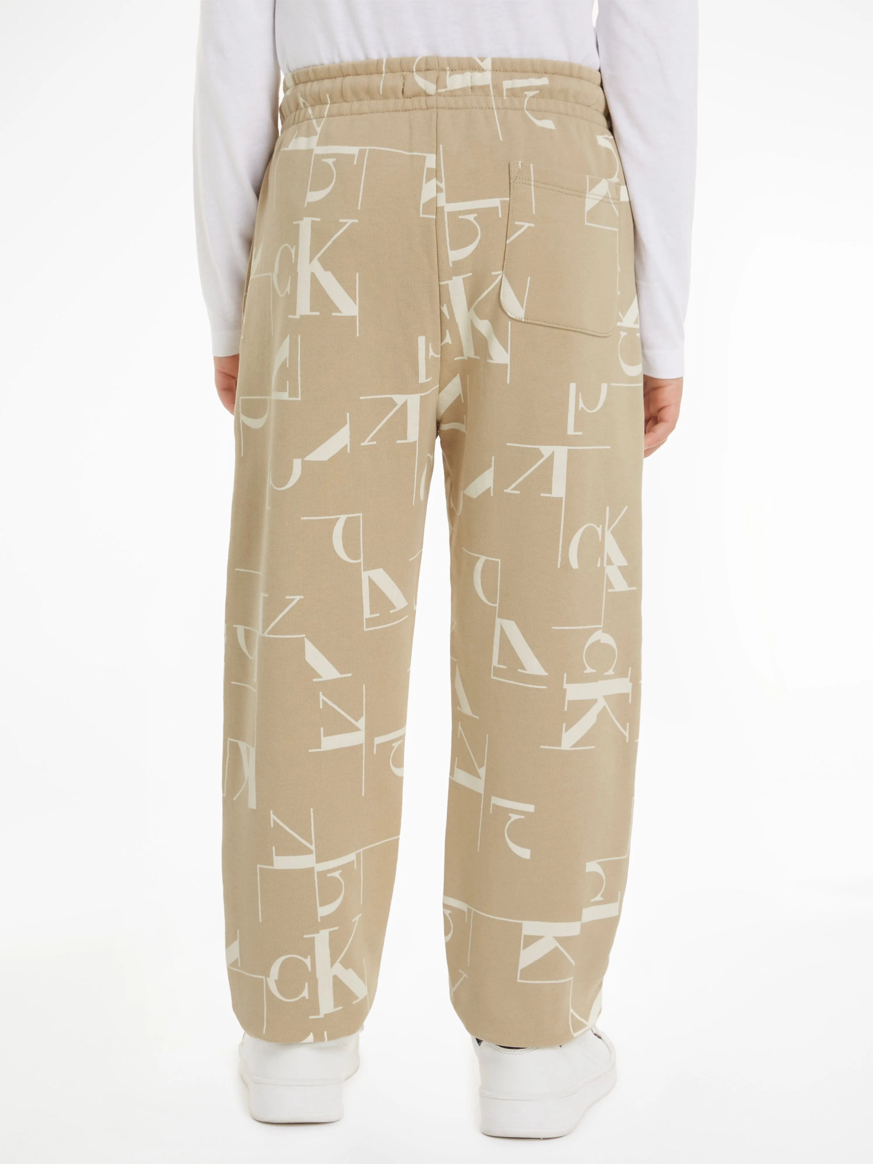 Calvin Klein Boys City Grid AOP Joggers in Beige