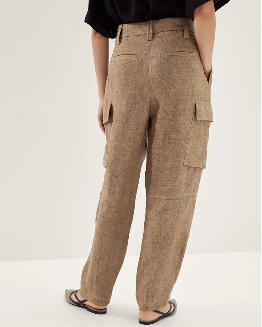 Camel and Loro Double Pleated Cargo Pant