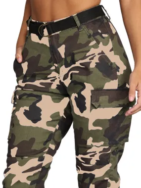 Camo Print Tapered Cargo Pants