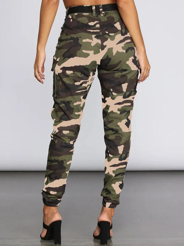 Camo Print Tapered Cargo Pants