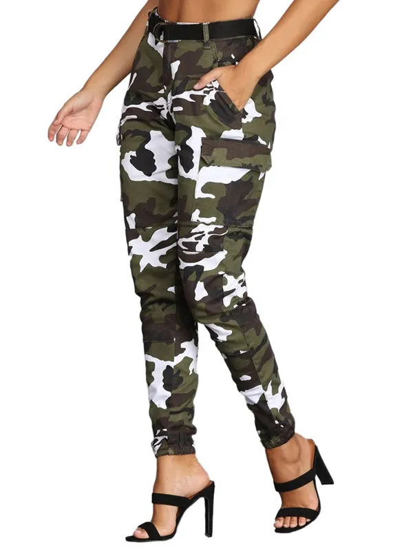 Camo Print Tapered Cargo Pants