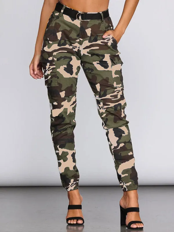 Camo Print Tapered Cargo Pants