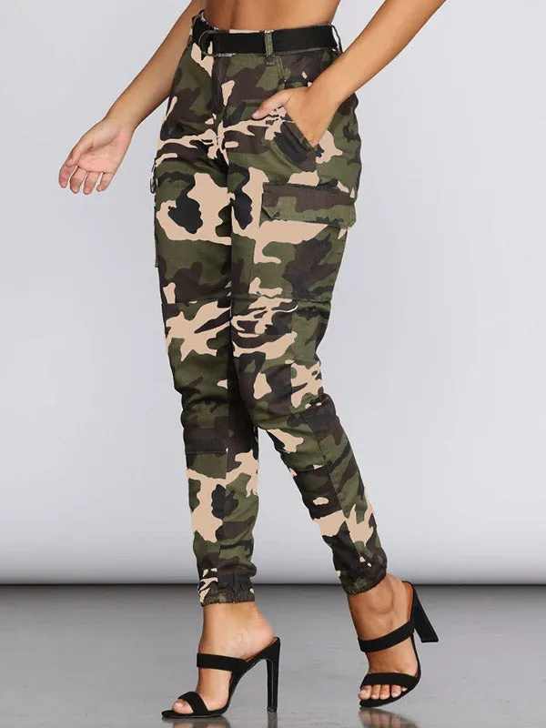 Camo Print Tapered Cargo Pants