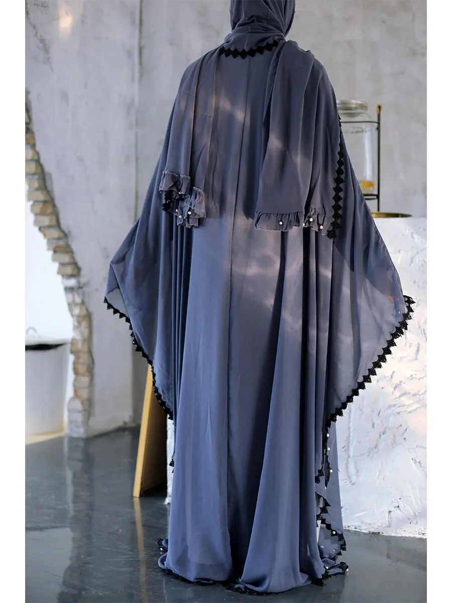 Cape Abaya with Embroidered Open Abaya