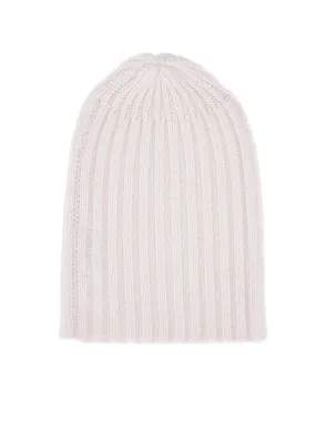 Cashmere Alex Rib Beanie in Powder Pink