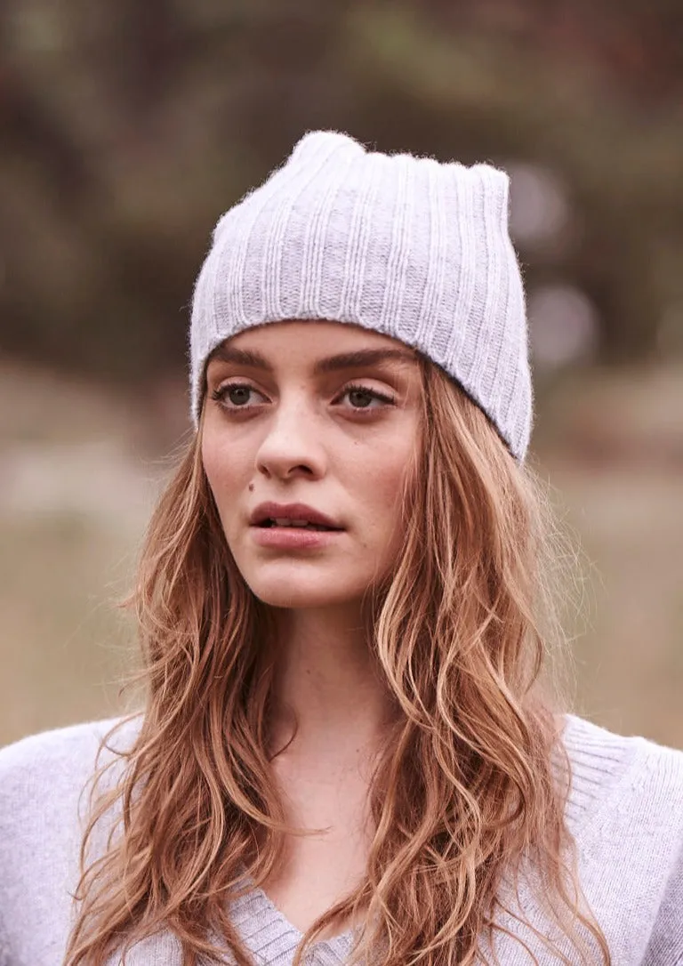 Cashmere Alex Rib Beanie in White