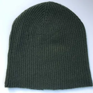 Cashmere Beanie Field Green Ribbed