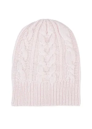 Cashmere Cable Beanie in Powder