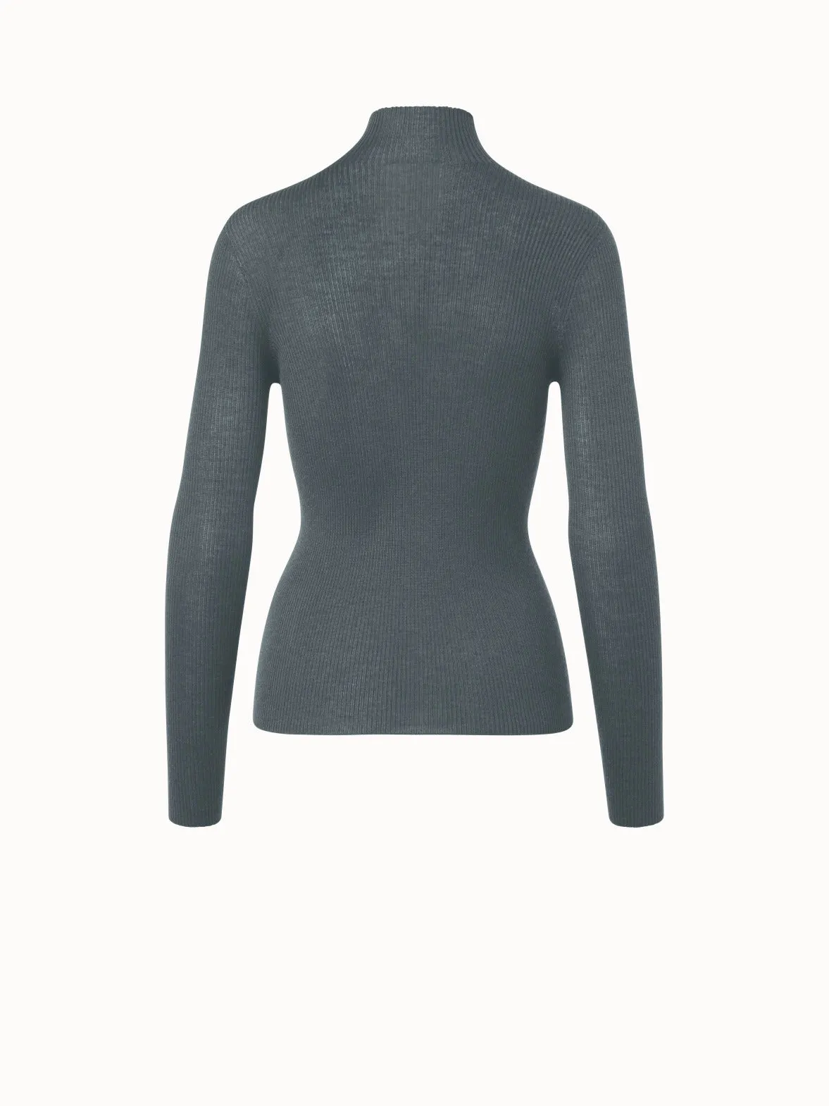 Cashmere Silk Fine Rib Mockneck