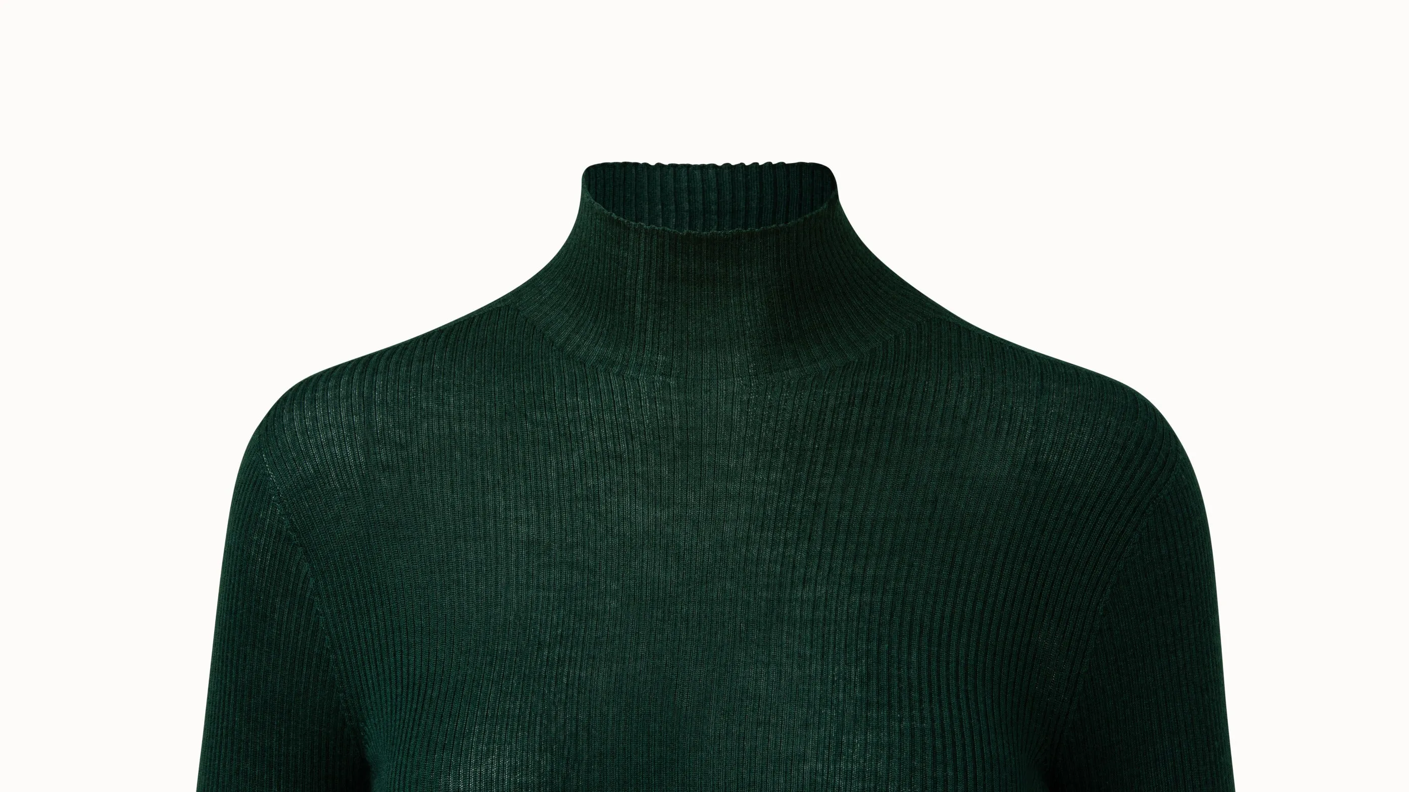 Cashmere Silk Fine Rib Mockneck