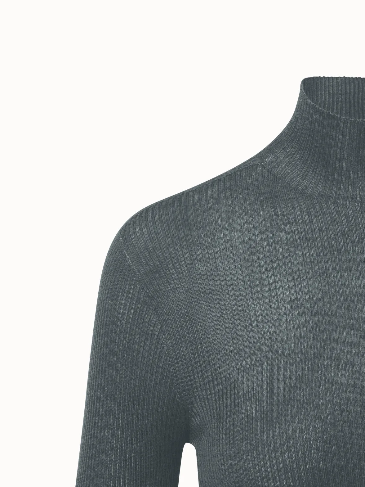 Cashmere Silk Fine Rib Mockneck