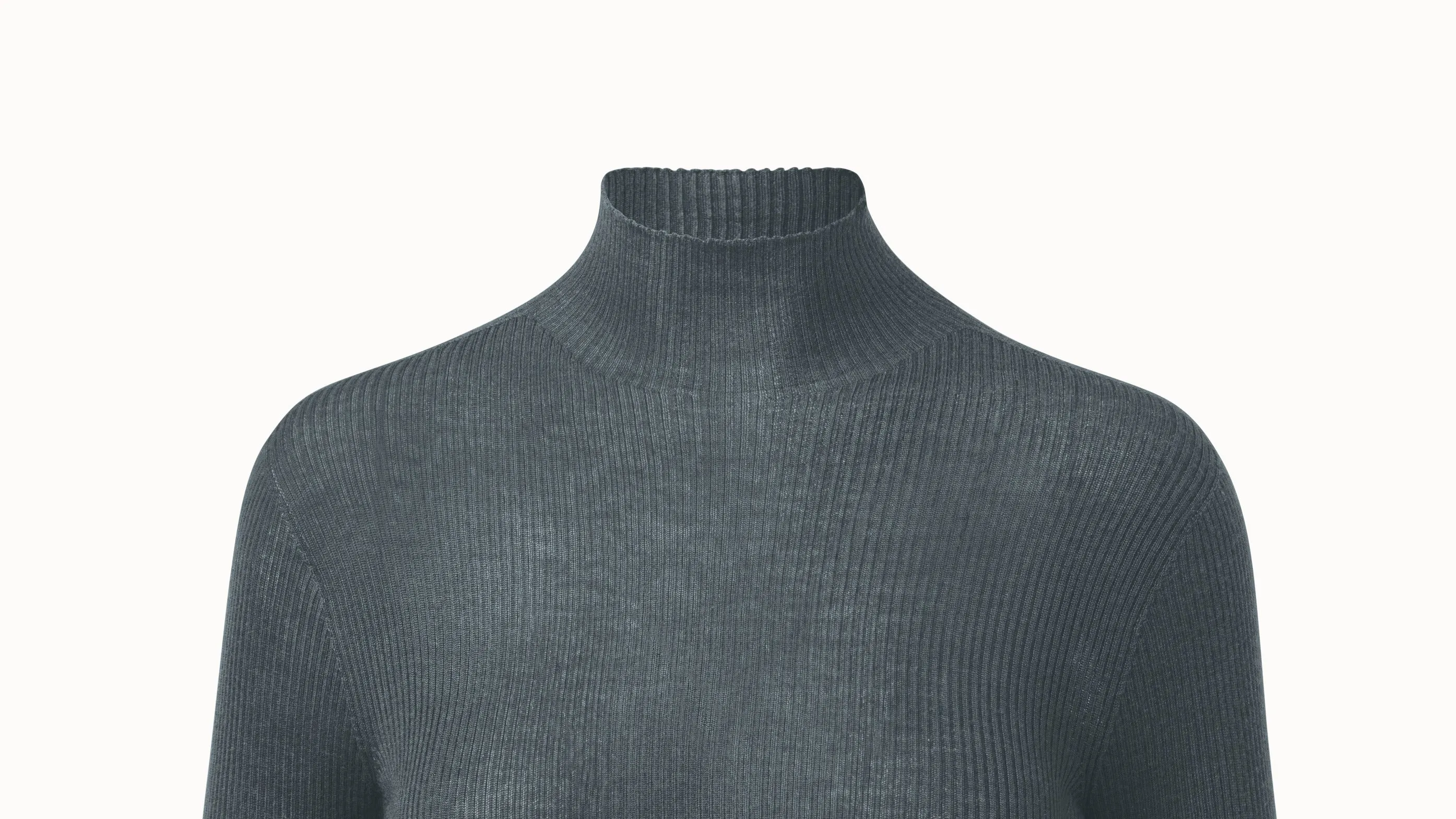 Cashmere Silk Fine Rib Mockneck