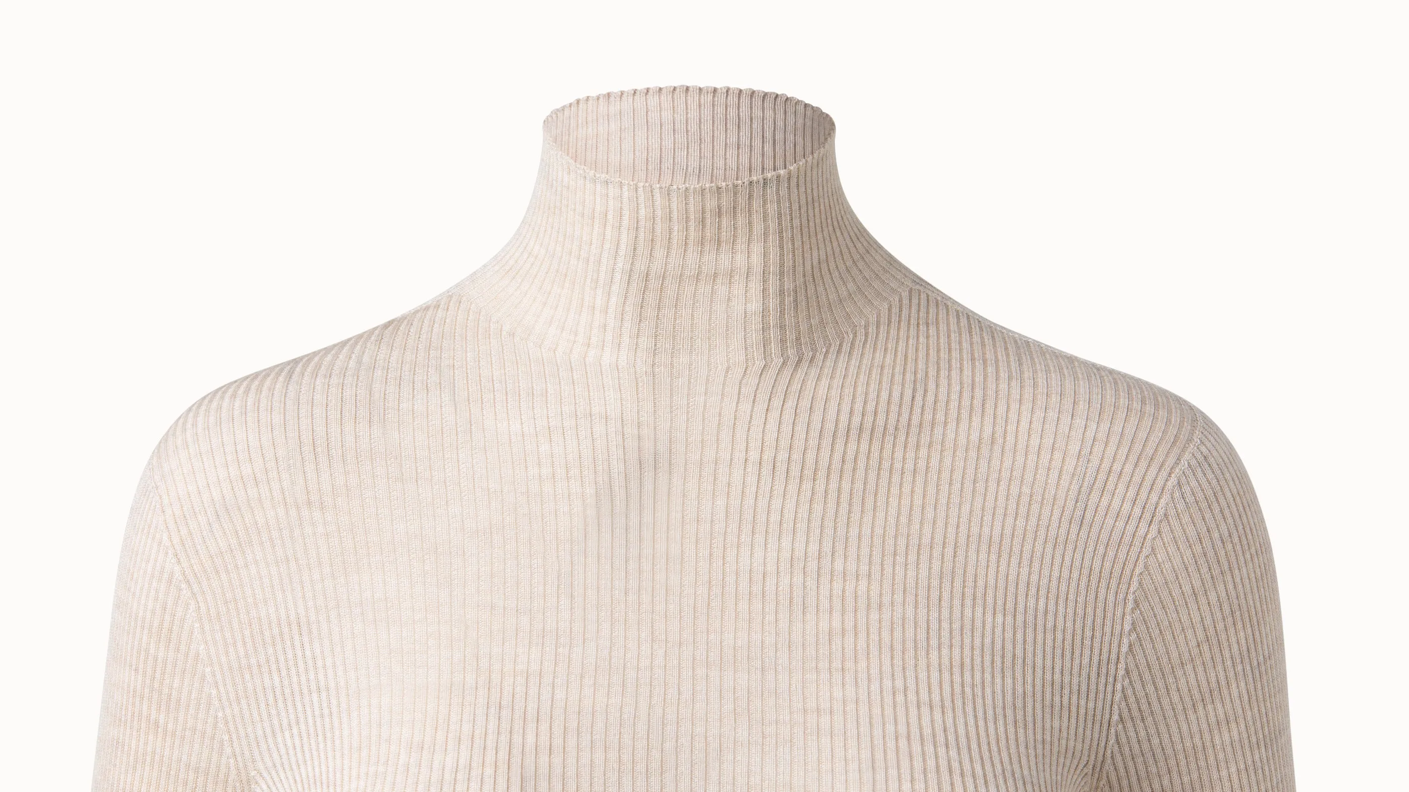 Cashmere Silk Fine Rib Mockneck