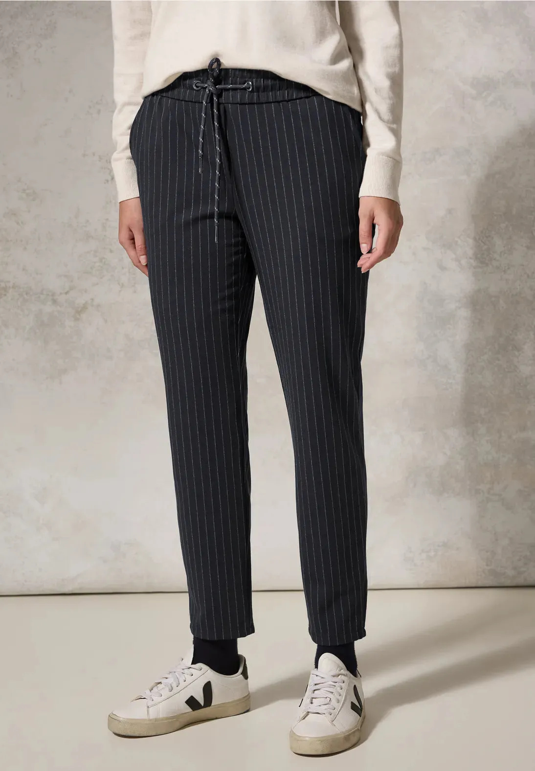 Cecil Tracey Pinstripe joggers in Navy Stripe with 30" leg 378295