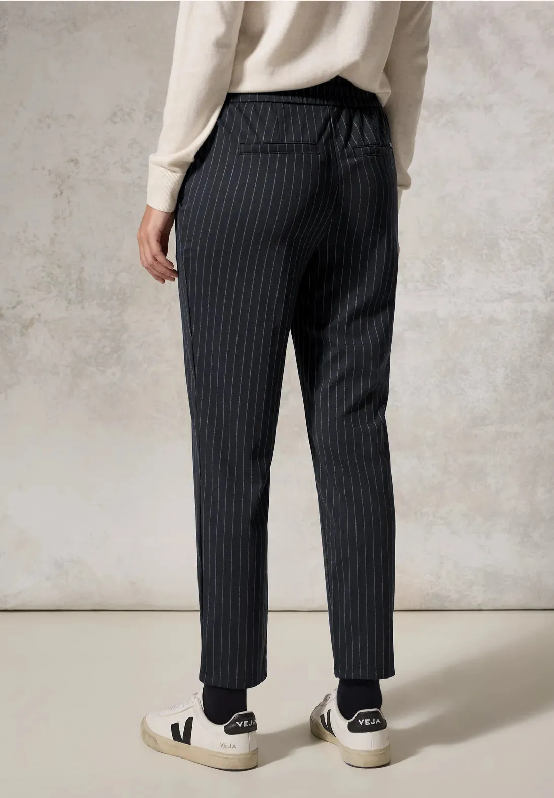 Cecil Tracey Pinstripe joggers in Navy Stripe with 30" leg 378295