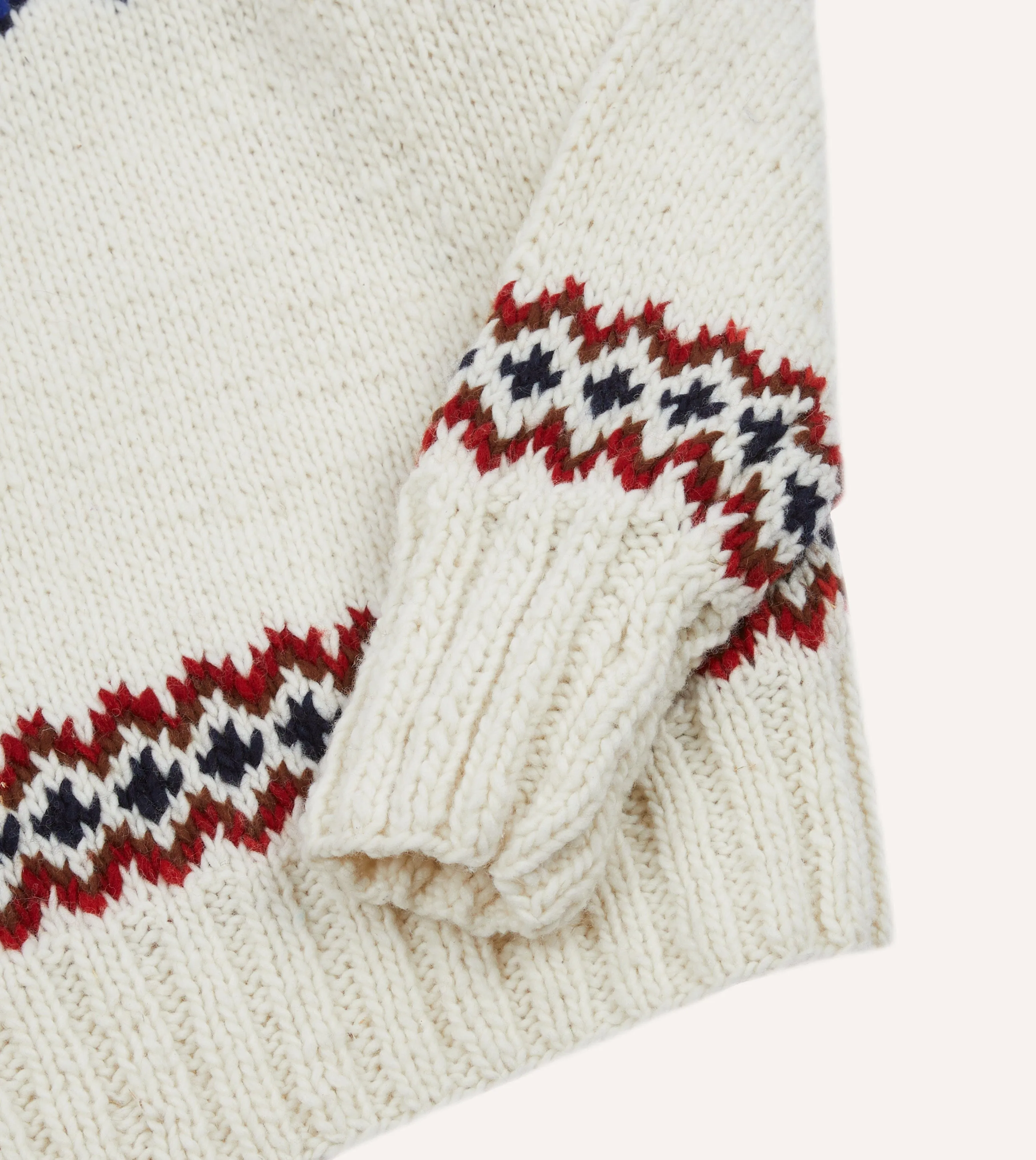 Chamula for Drake's Ecru and Red Fairisle Merino Jumper