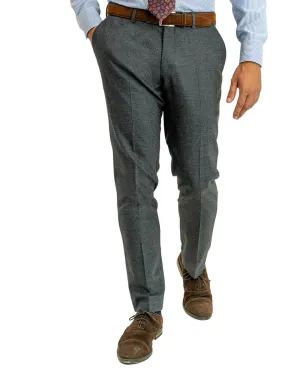 Charcoal Wool Blend Stretch Mouline Trousers