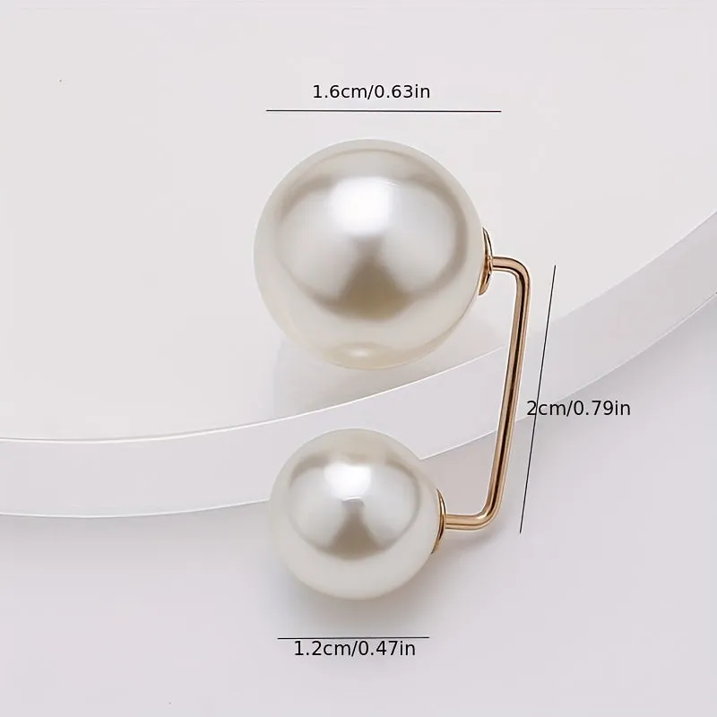 Chic Double Faux Pearl Brooch for Womens Summer Fashion