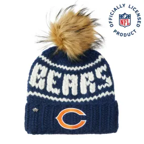 CHICAGO BEARS LELE SADOUGHI X NFL NAVY BEANIE  FAUX FUR POM