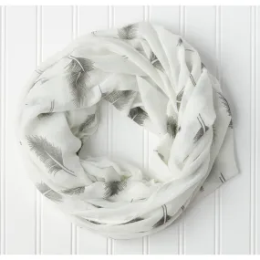 Chloe & Lex - Feathers Lightweight Infinity White Scarf