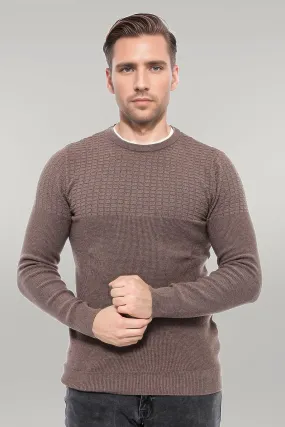 Circle Neck Patterned Mink Men Knitwear - Wessi