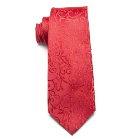 Classy Men Classic Red Floral Necktie