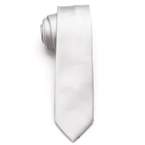 Classy Men Plain Silver Skinny Tie