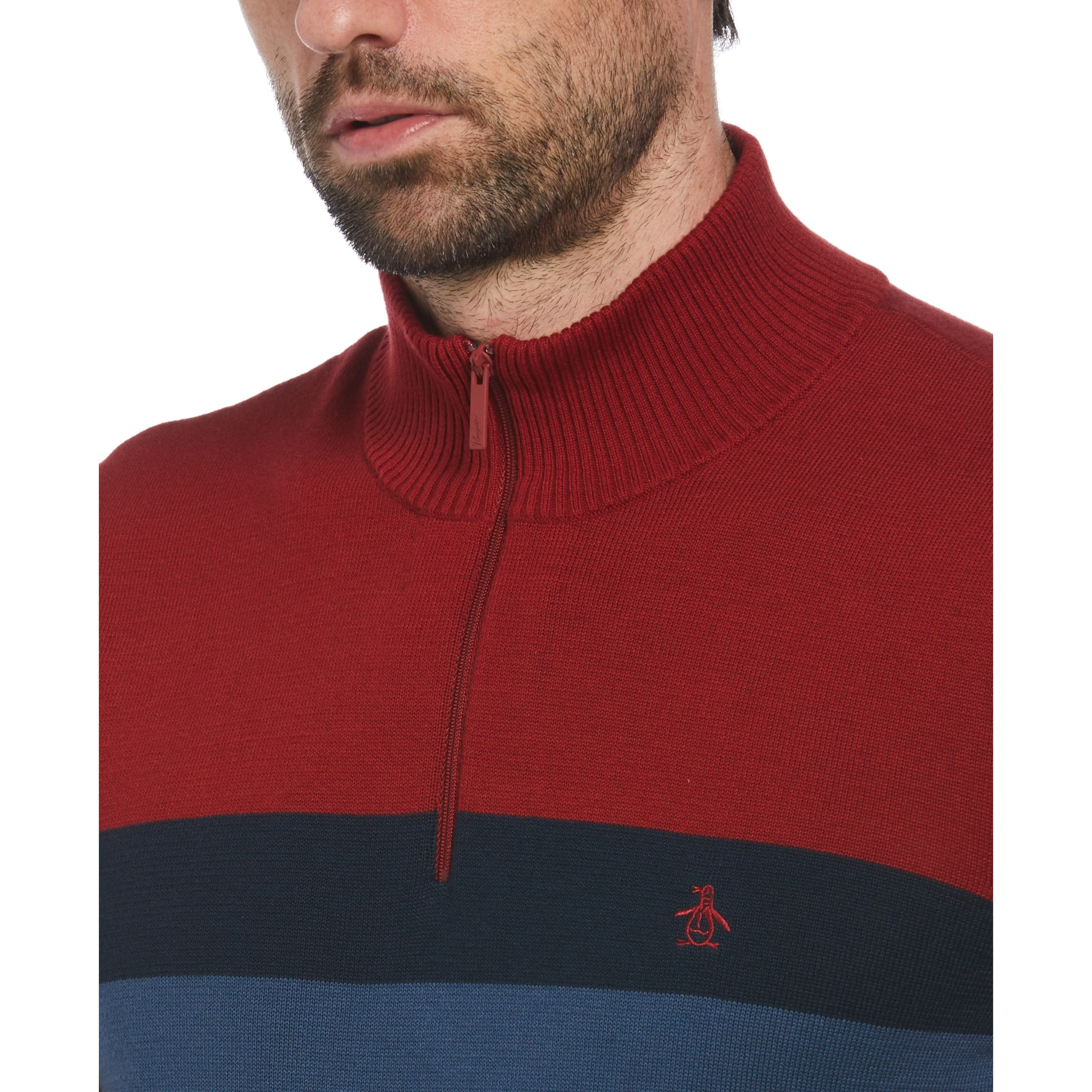 Color Block 1/4 Zip Sweater