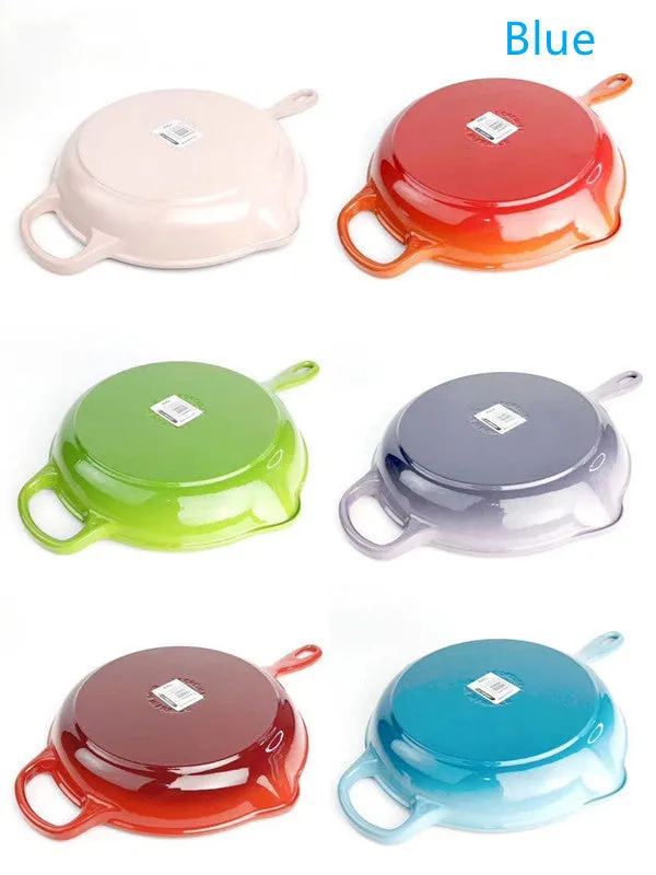 Color Cast Iron Enamel Frying Pan