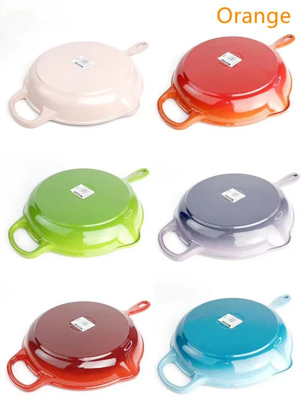 Color Cast Iron Enamel Frying Pan