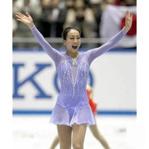 Competition Figure Skating Dress Lilac Long Sleeves