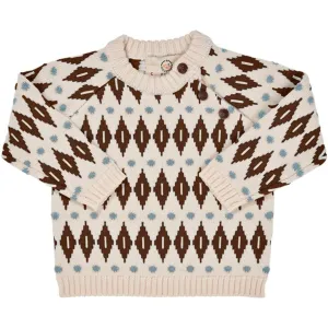 Copenhagen Colors Cream Dk Brown Combi Harlequin Merino Classic Jumper