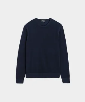 Cotton Silk Pique Crew in Navy