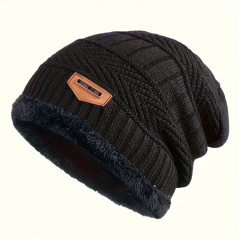 Cozy 1pc Plus Velvet Mens Beanie Perfect Winter Gift