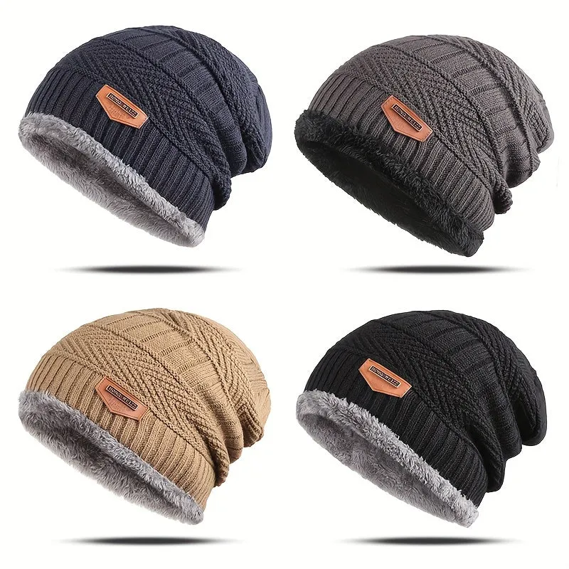 Cozy 1pc Plus Velvet Mens Beanie Perfect Winter Gift