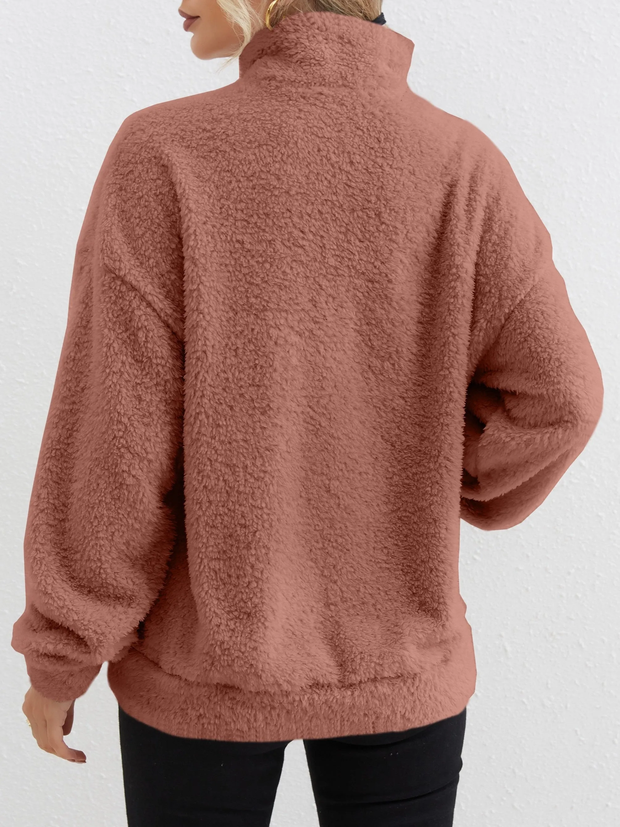 Cozy ZipUp Sweater with Pocket Womens Long Sleeve Top