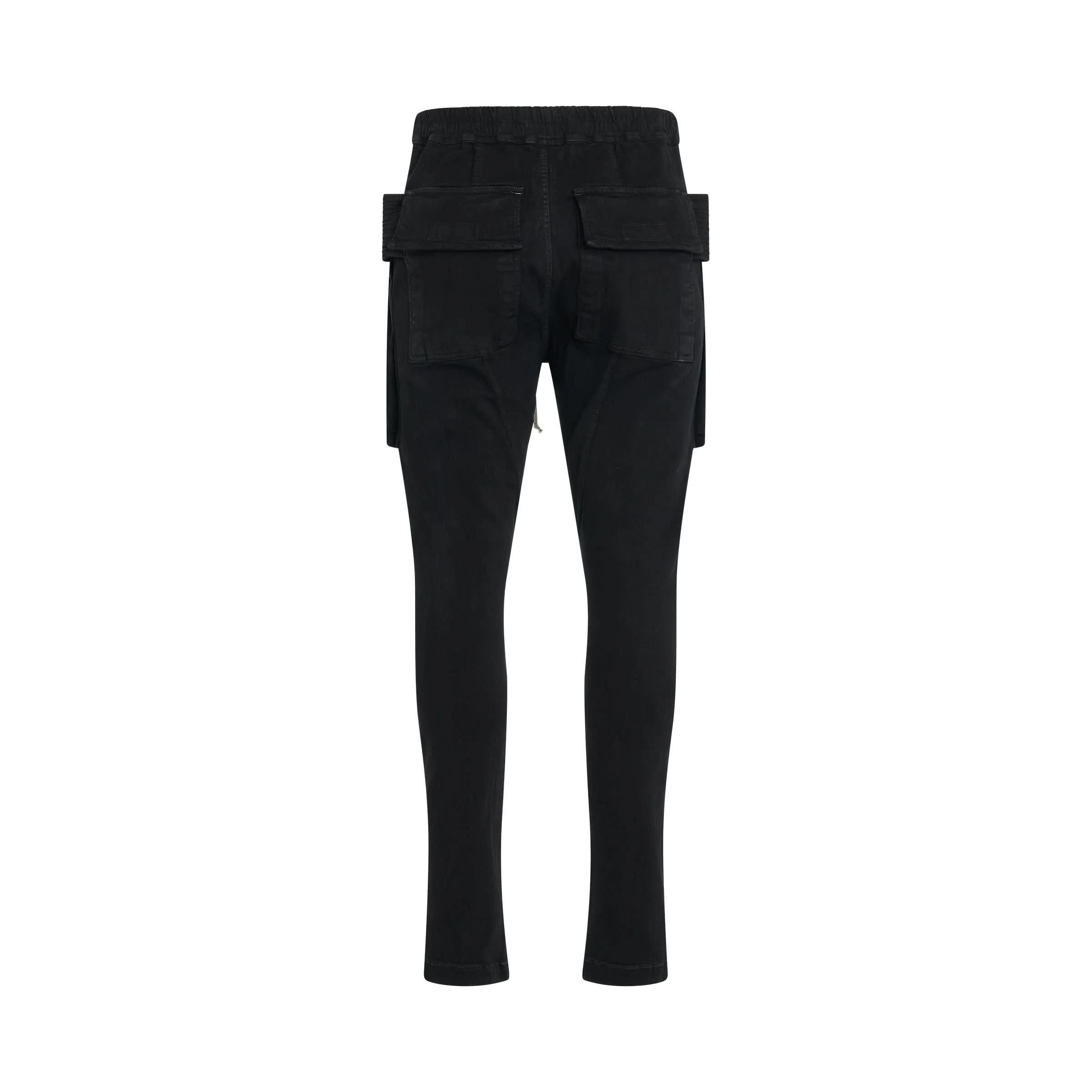 Creatch Cargo Stretch Denim Drawstring Pants in Black