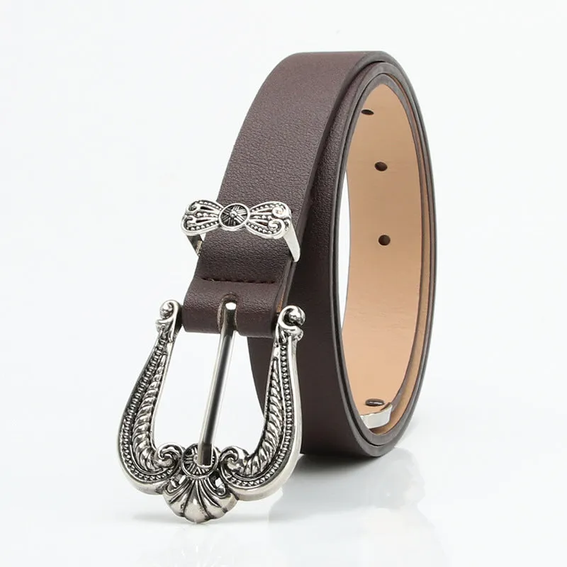 Crown Alloy Buckle Belt Women's European and American Sweater Jeans Decorative Belt