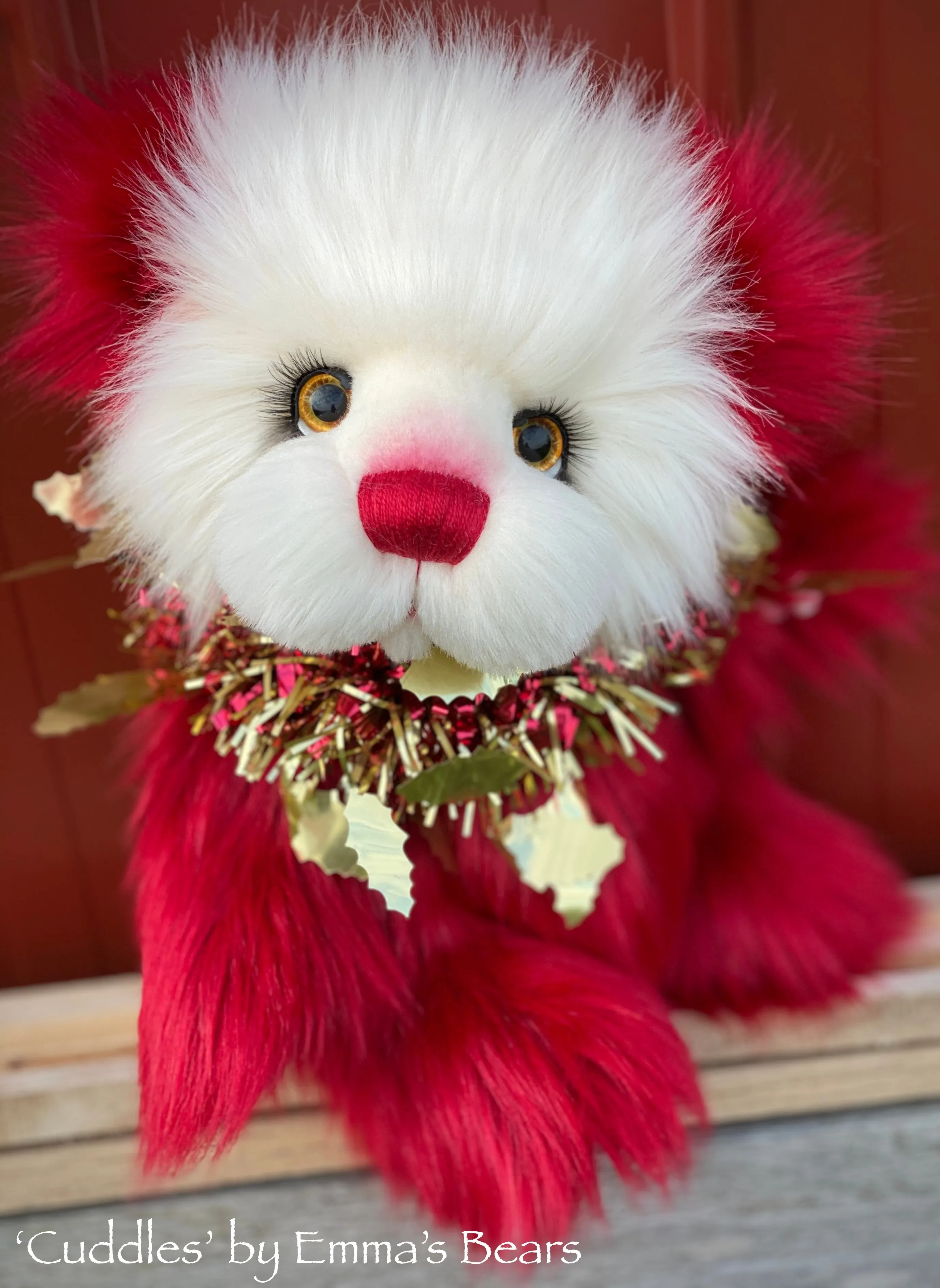 Cuddles - 14" Faux Fur Christmas artist bear by Emmas Bears - OOAK