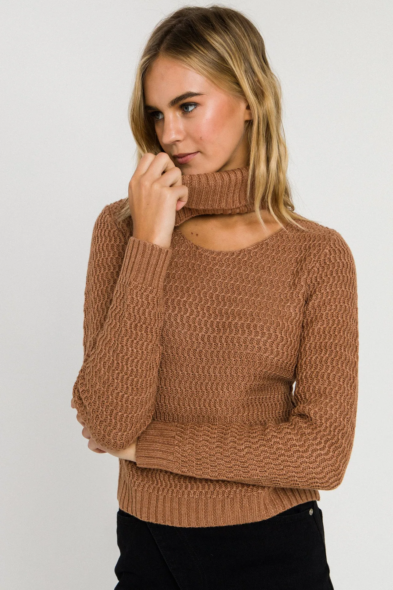 Cut-Out Neck Sweater