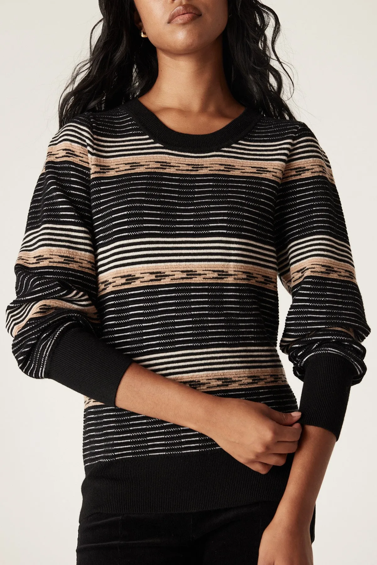 Dallas Merino Jumper - Caramel Stripe