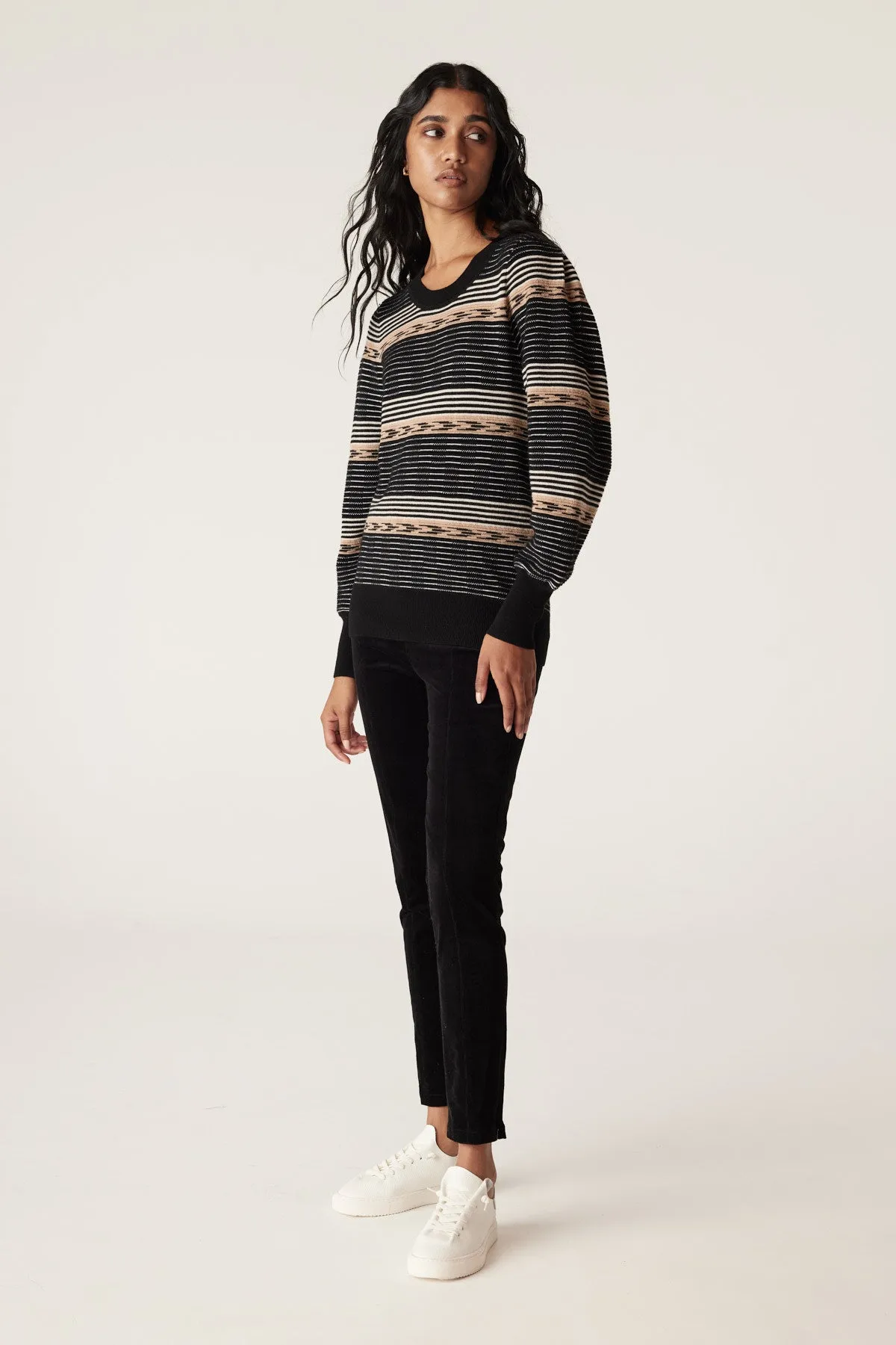 Dallas Merino Jumper - Caramel Stripe