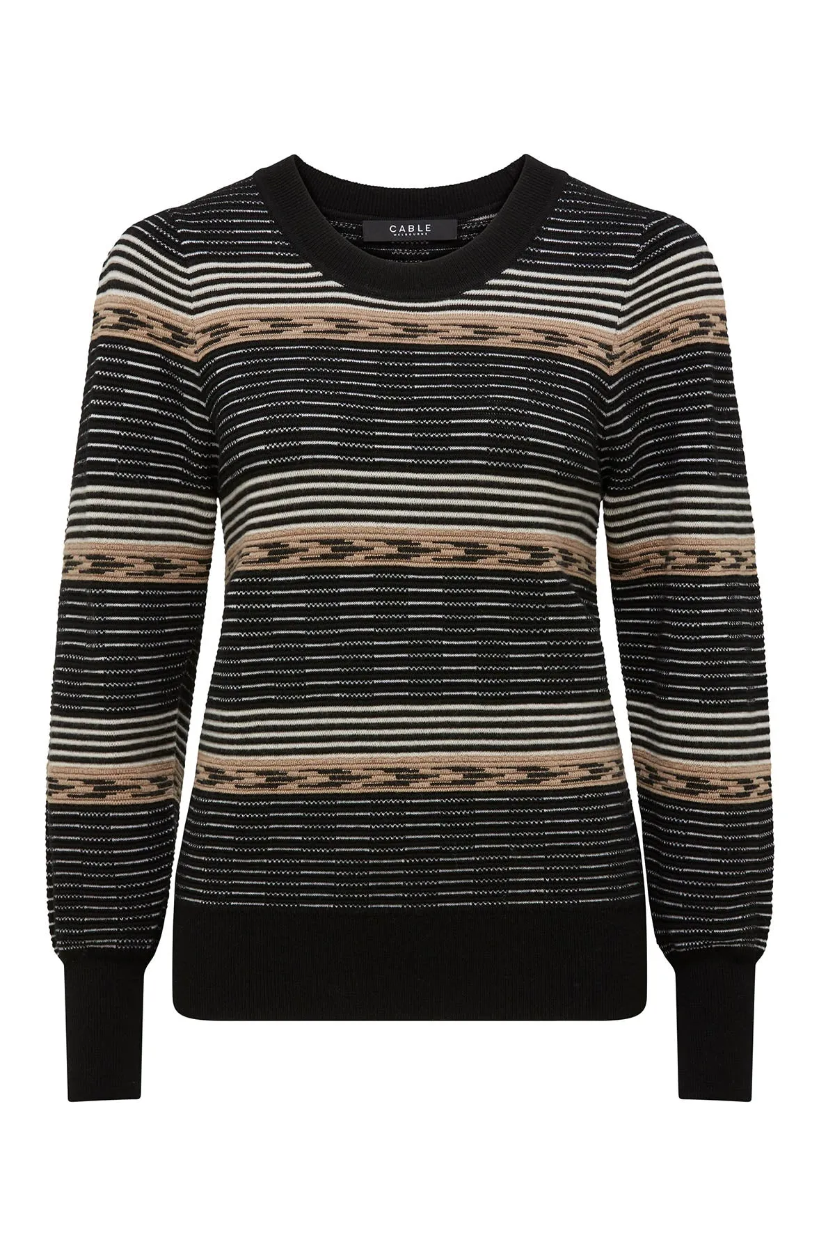 Dallas Merino Jumper - Caramel Stripe