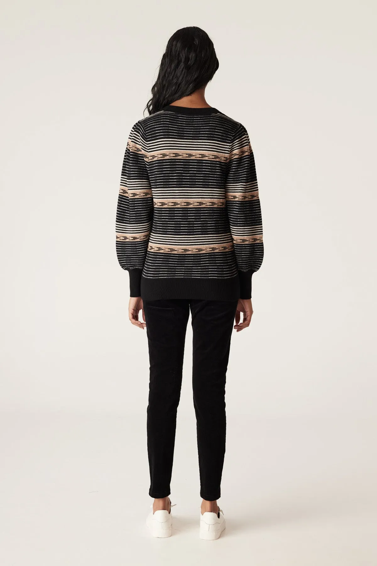 Dallas Merino Jumper - Caramel Stripe