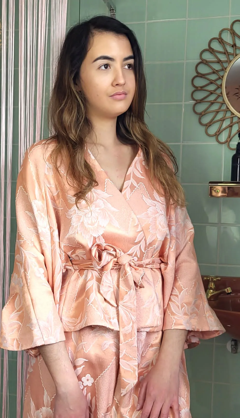 Damask Cape Set in Peach by Attique