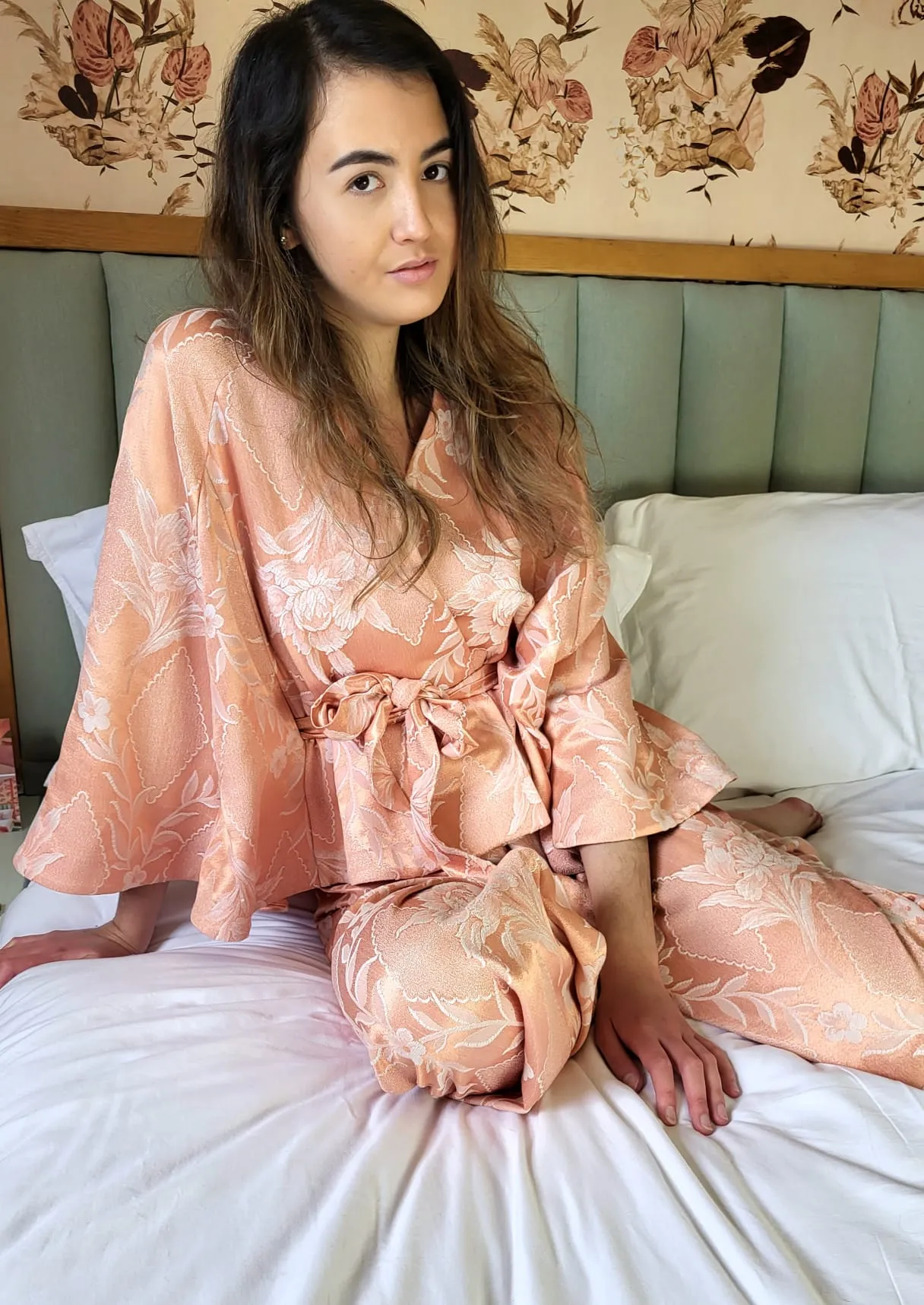 Damask Cape Set in Peach by Attique